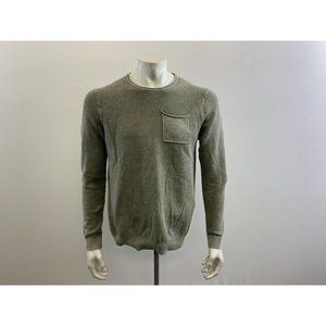 Le31 Men's Waffle Front T Shirt Size Large Green Long Sleeve Cotton Crew Neck